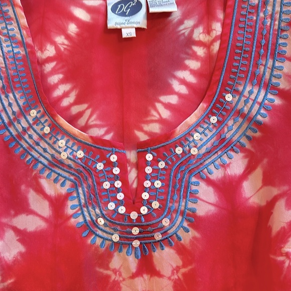 DG2 By Diane Gilman Boho Pink Silk Top Size XS Excellent Condition - Picture 5 of 6